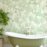 Seaview Mural Wallpaper, Moss Green