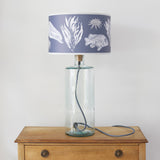 Recycled Glass, Tall Lamp with Solent Snapper Shade (Blue - 30cm)