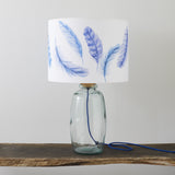 Recycled Glass Lamp, with Feathers Shade (30cm)