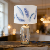 Recycled Glass Lamp, with Feathers Shade (40cm)